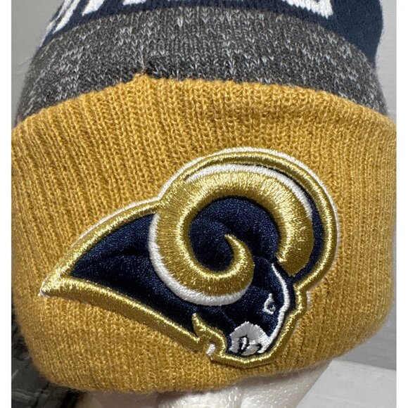 Los Angeles Rams New Era NFL Knit Pom Beanie Hat - Picture 8 of 9